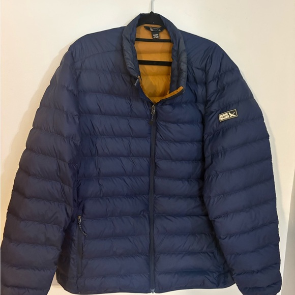 Eddie Bauer Men's Dark Blue and Mustard Puffer Jacket - Picture 2 of 7
